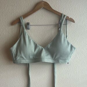 Light Sage Green Ribbed Yoga Bra Top